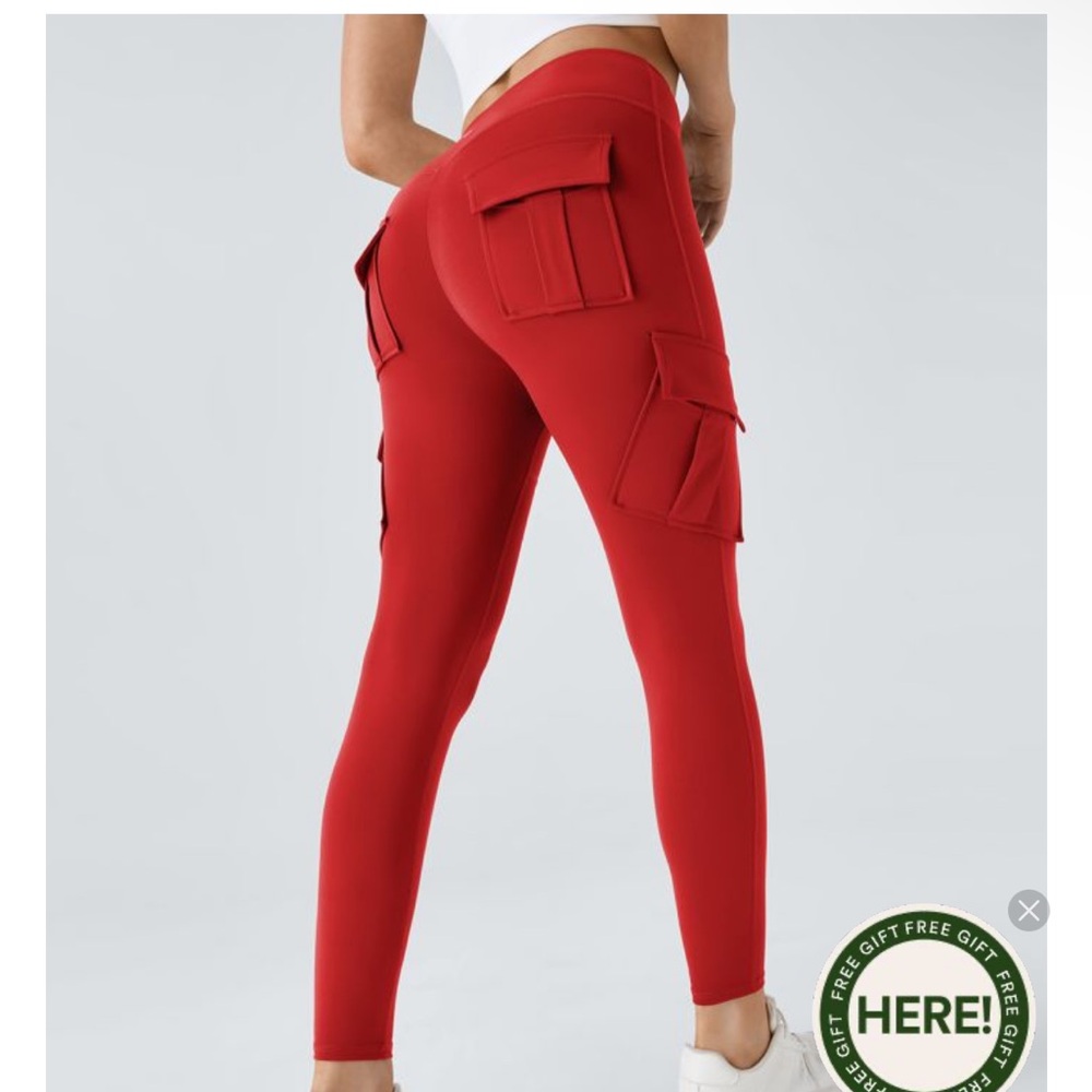 Red Cargo Leggings halara
